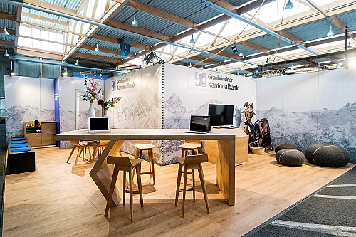 GKB, Messestand und Steinbok in UV-Druck
